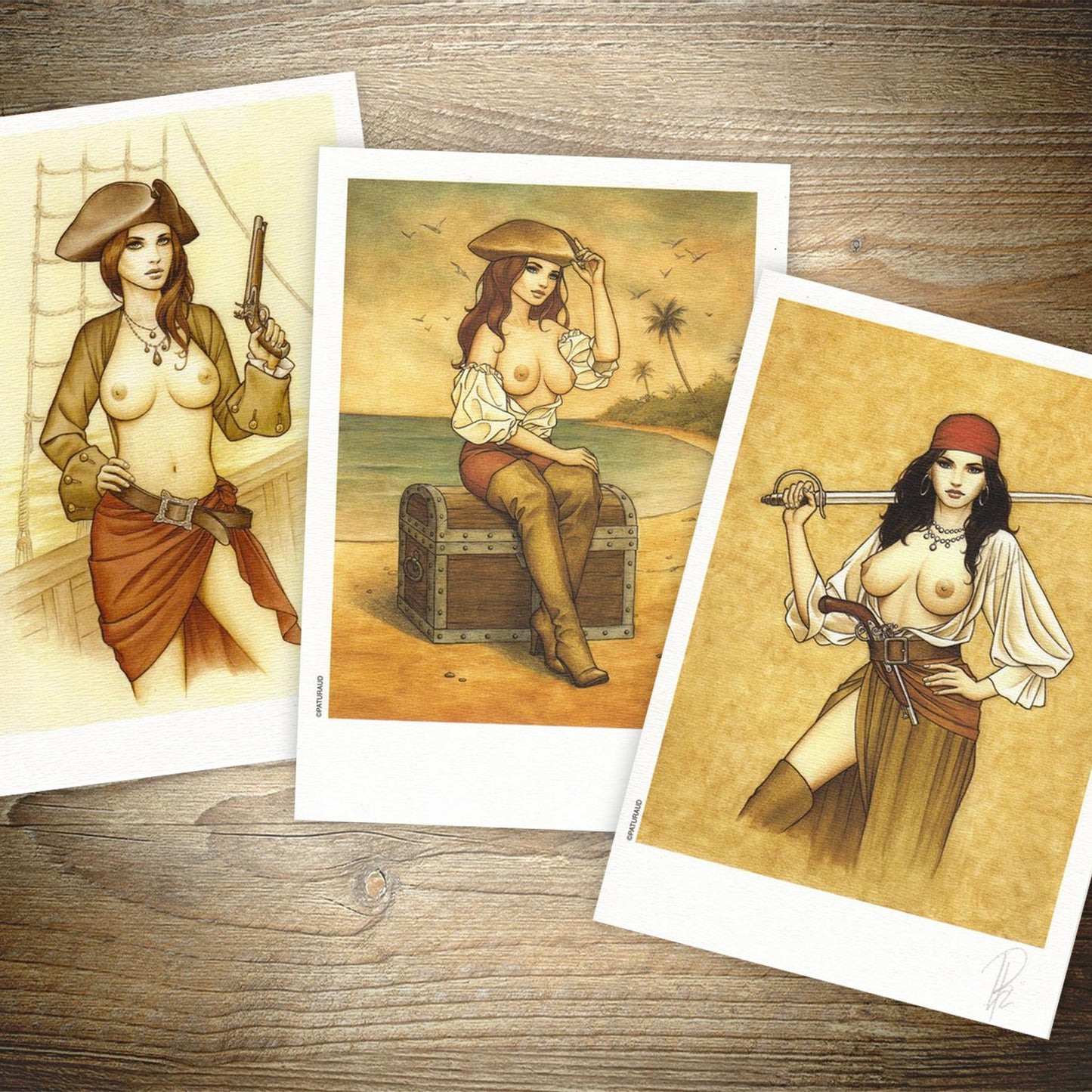 Ex-libris ► Lot de 3 ex-libris - Pirates sexy